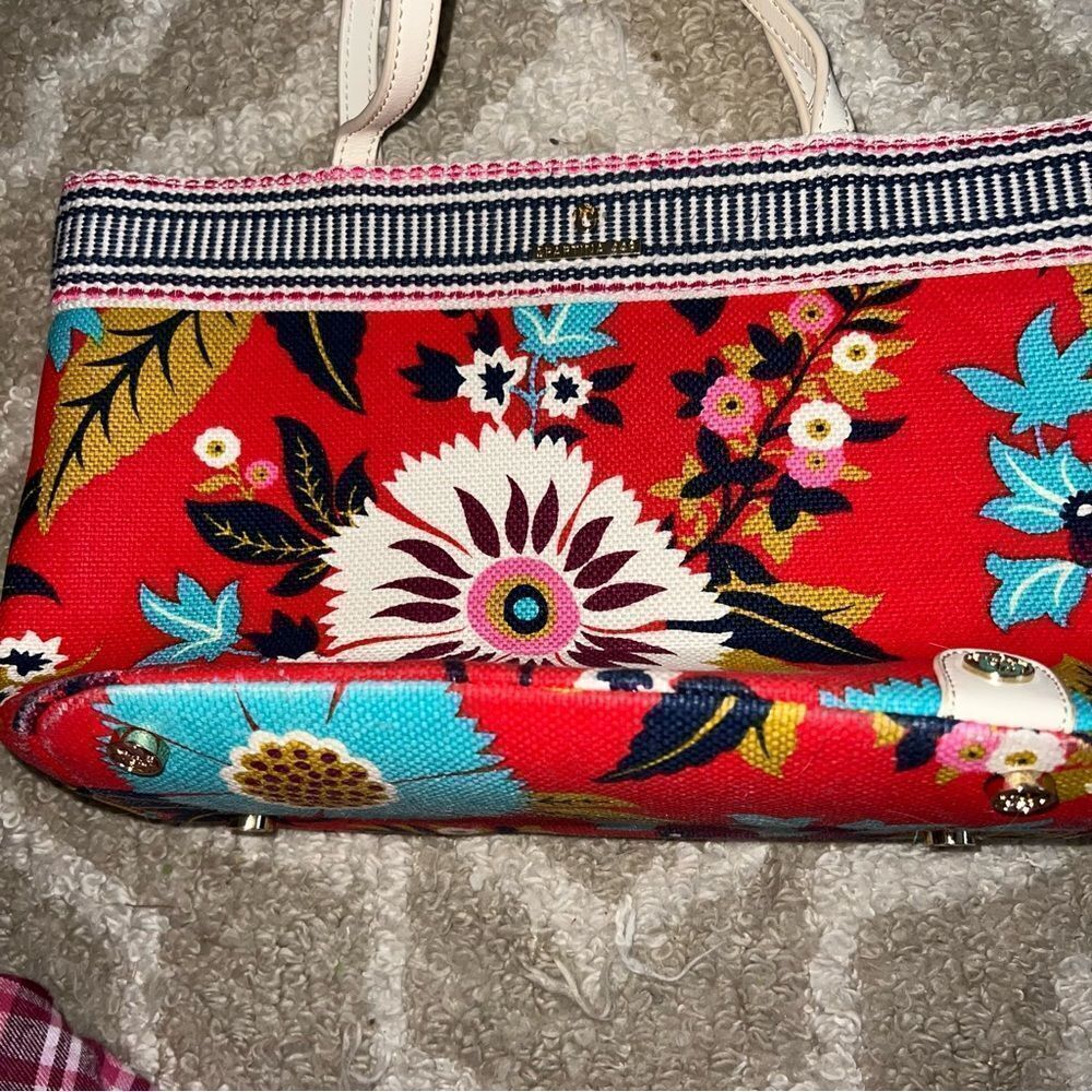 Spartina Floral Canvas Tote Bag - Red